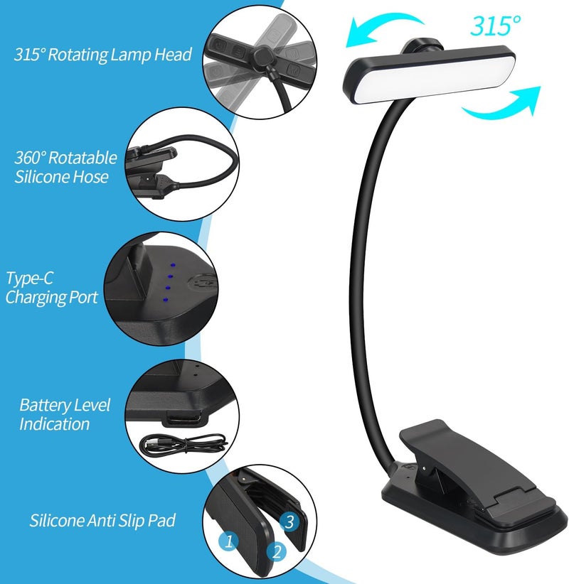 DkOvn Music Stand with Light, Lightweight Portable Adjustable Desktop Book Stand with Music Sheet Clip Holder & Carrying Bag - Image 4